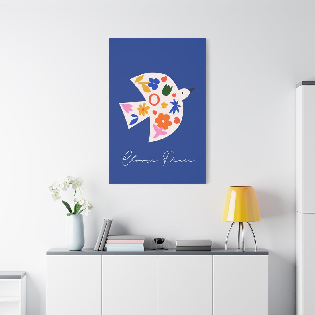 "Choose Peace" Floral Dove Leinwandbild