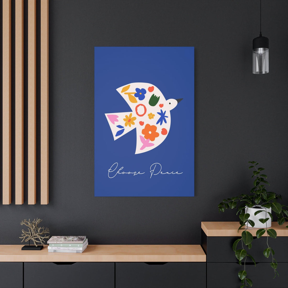 "Choose Peace" Floral Dove Leinwandbild