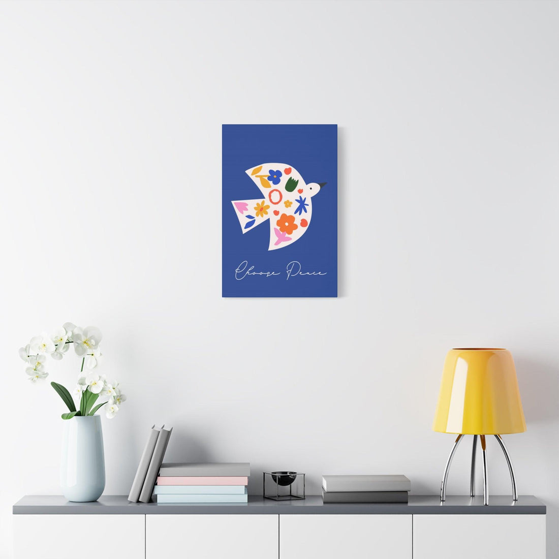 "Choose Peace" Floral Dove Leinwandbild