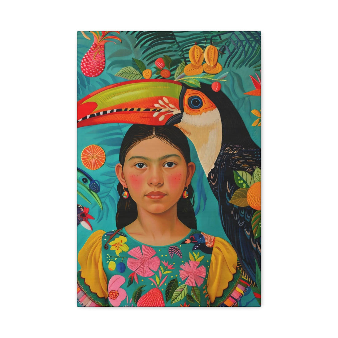 Parrot Girl Leinwandbild